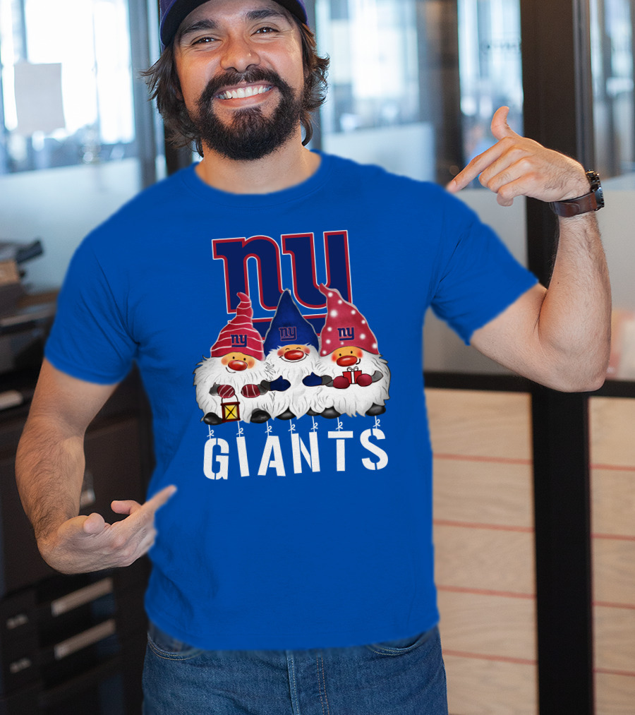 New York Giants Merry Christmas Happy Holidays Gnomes T-Shirt