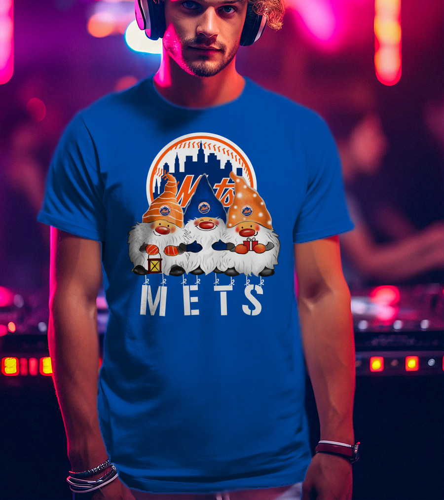 New York Mets Merry Christmas Happy Holidays Gnomes T-Shirt