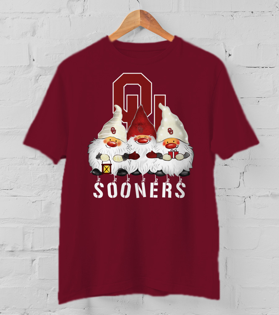 Oklahoma Sooners Christmas Gnomes Happy Holidays T-Shirt