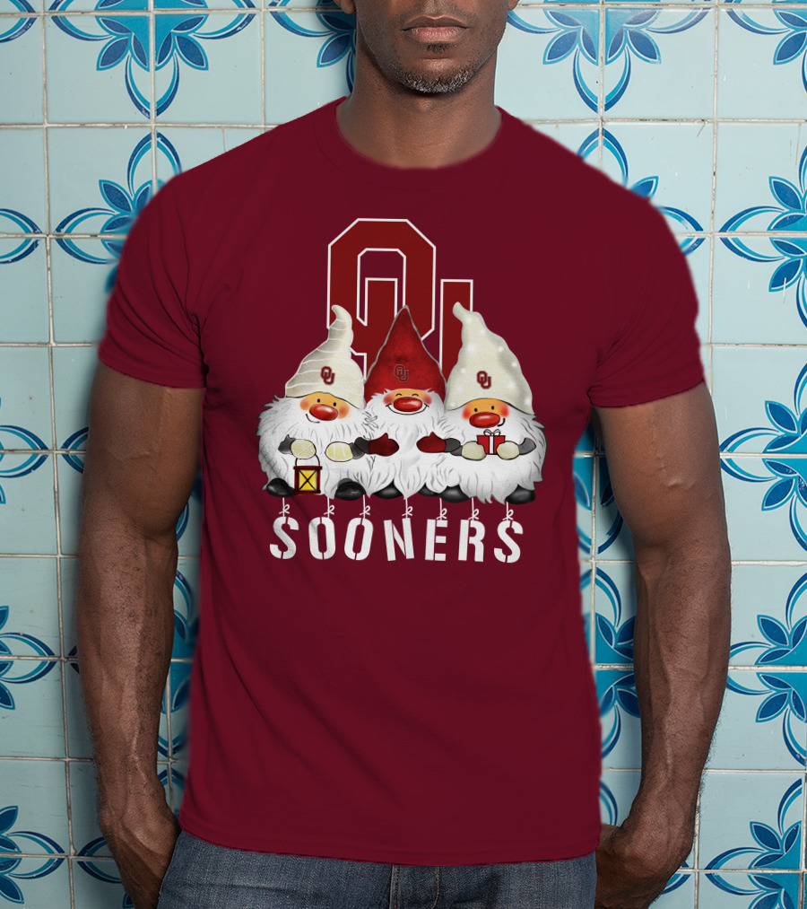 Oklahoma Sooners Christmas Gnomes Happy Holidays T-Shirt