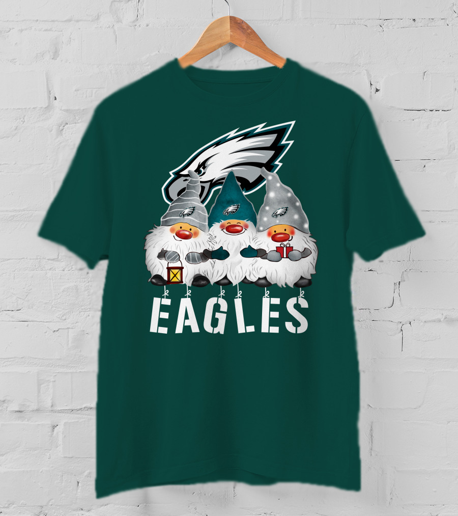 Philadelphia Eagles Christmas Gnomes Happy Holidays T-Shirt