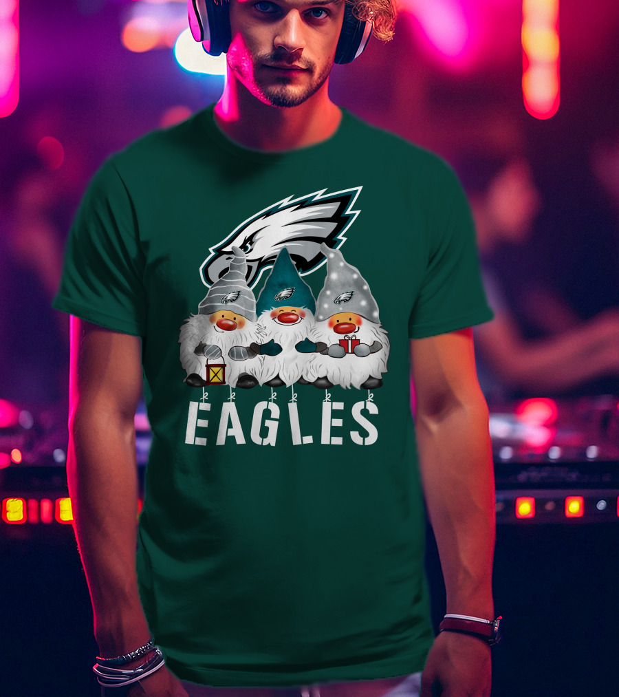 Philadelphia Eagles Christmas Gnomes Happy Holidays T-Shirt