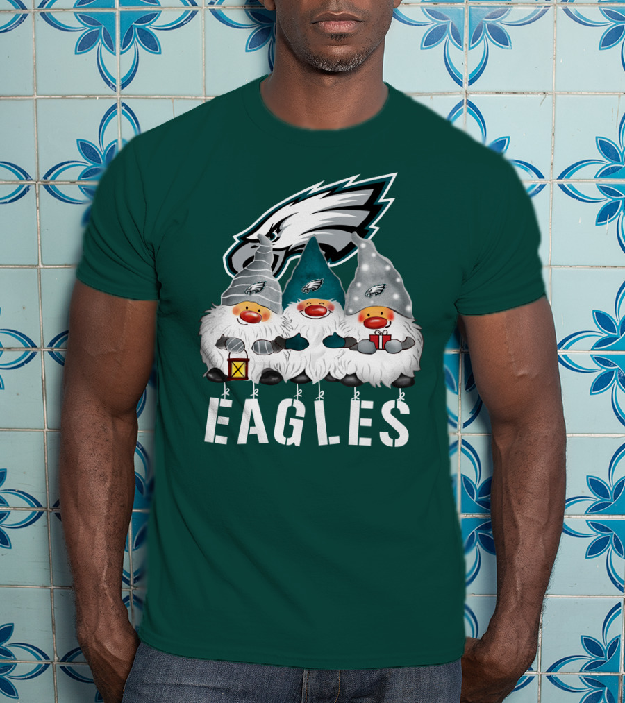Philadelphia Eagles Christmas Gnomes Happy Holidays T-Shirt