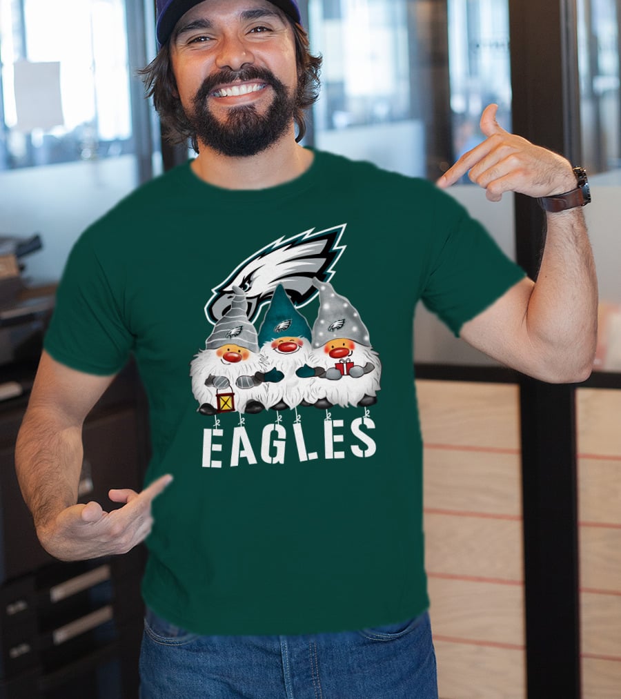 Philadelphia Eagles Christmas Gnomes Happy Holidays T-Shirt