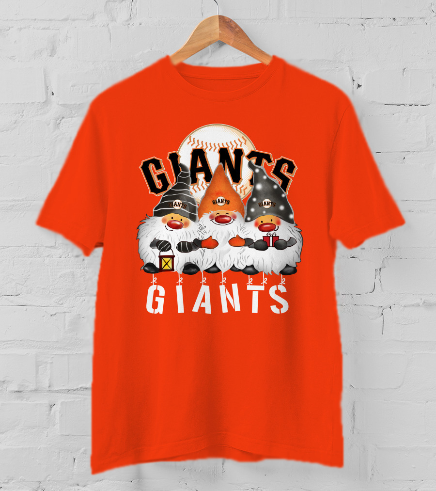 San Francisco Giants Merry Christmas Happy Holidays Giants Gnomes Baseball T-Shirt