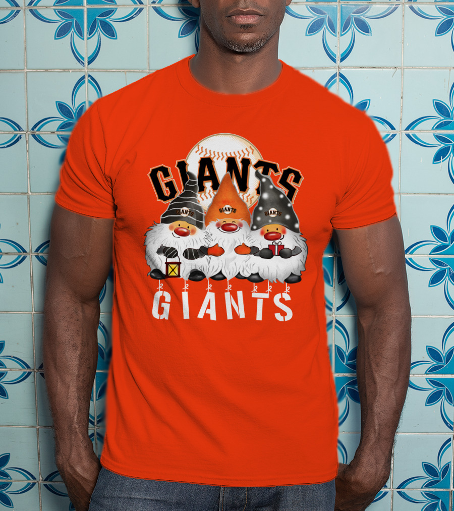 San Francisco Giants Merry Christmas Happy Holidays Giants Gnomes Baseball T-Shirt