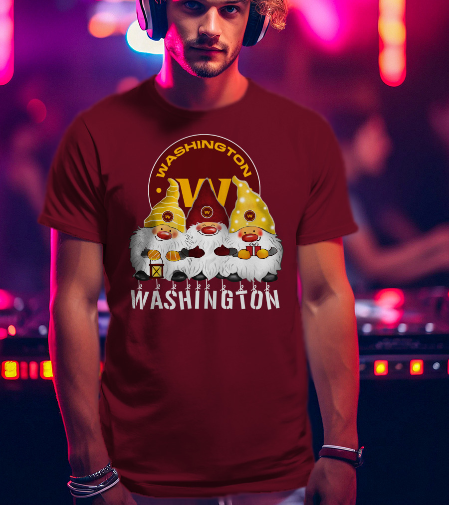 Washington Football Team Christmas Holiday Gnomes W T-Shirt