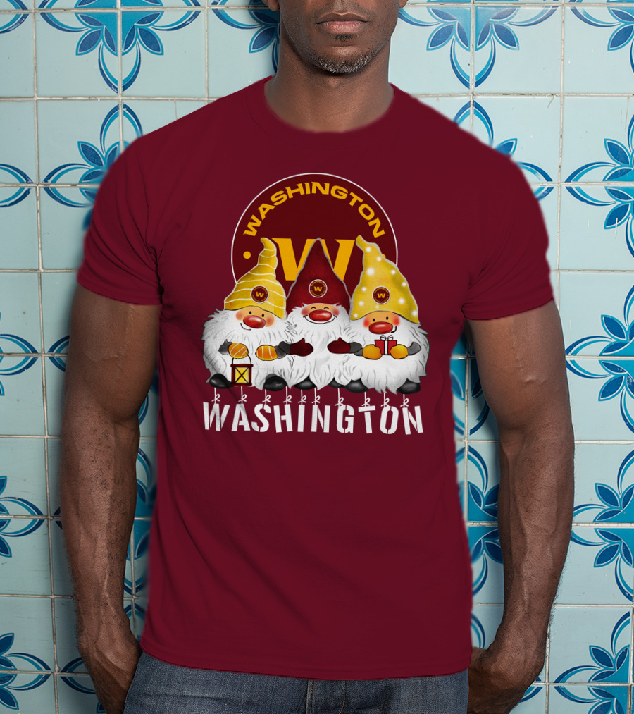 Washington Football Team Christmas Holiday Gnomes W T-Shirt