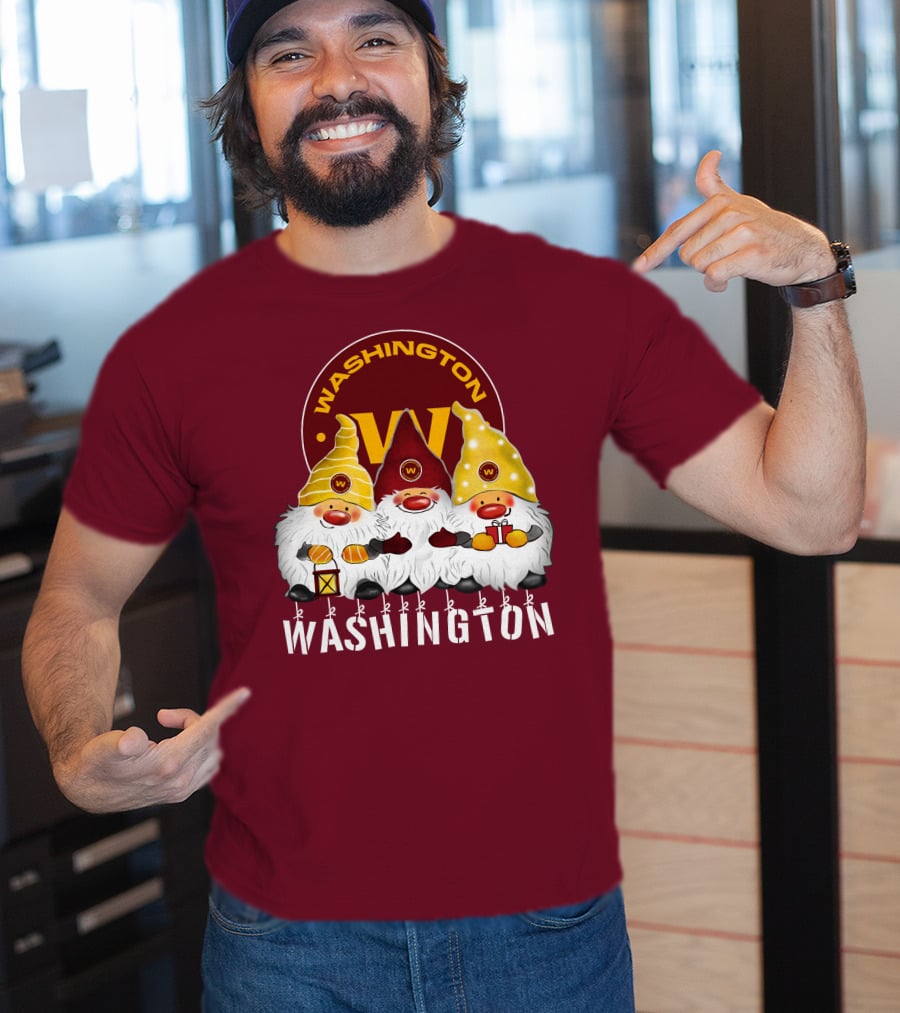 Washington Football Team Christmas Holiday Gnomes W T-Shirt