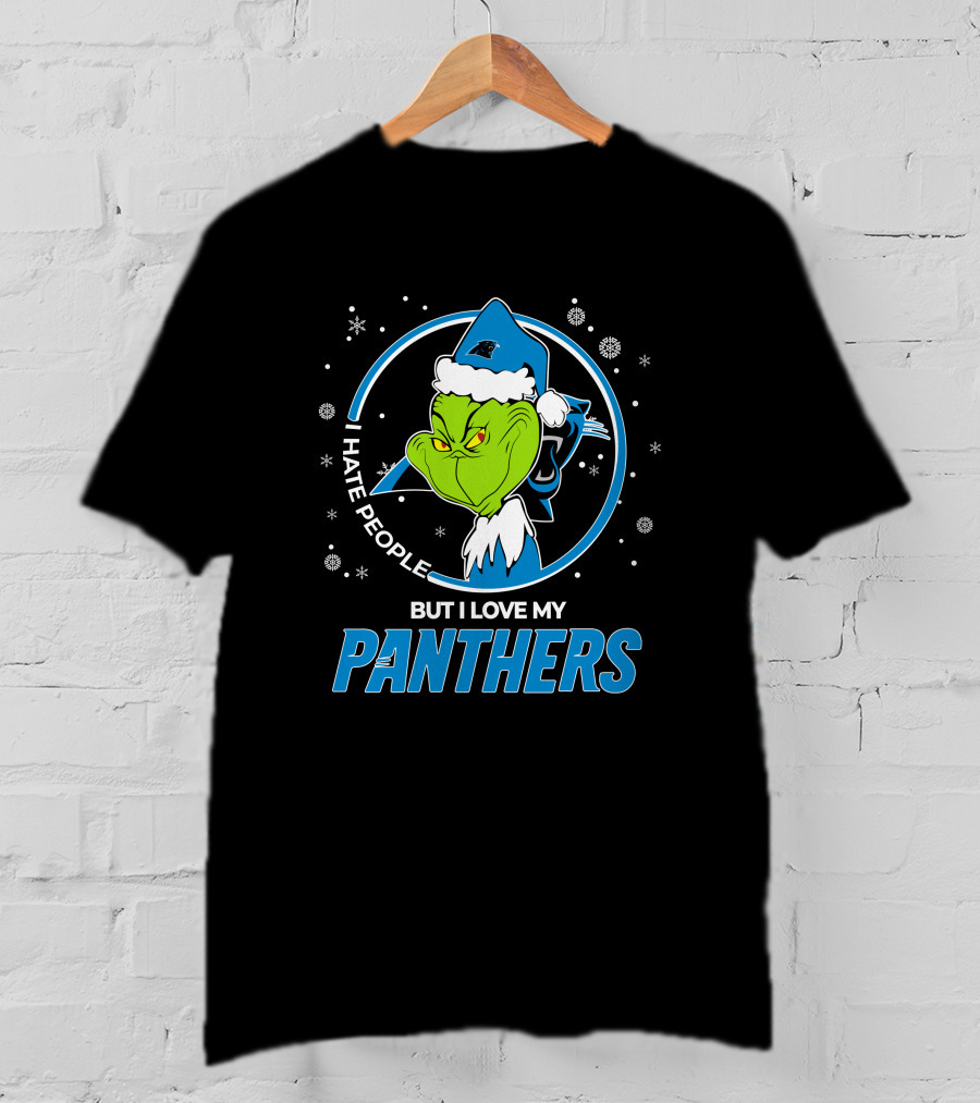 Christmas Grinch I Hate People But I Love My Panthers T-Shirt
