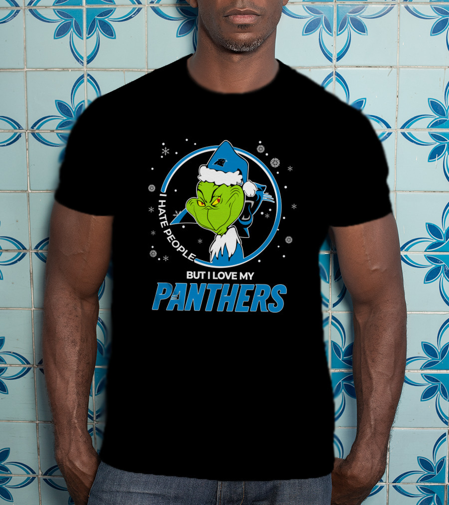 Christmas Grinch I Hate People But I Love My Panthers T-Shirt