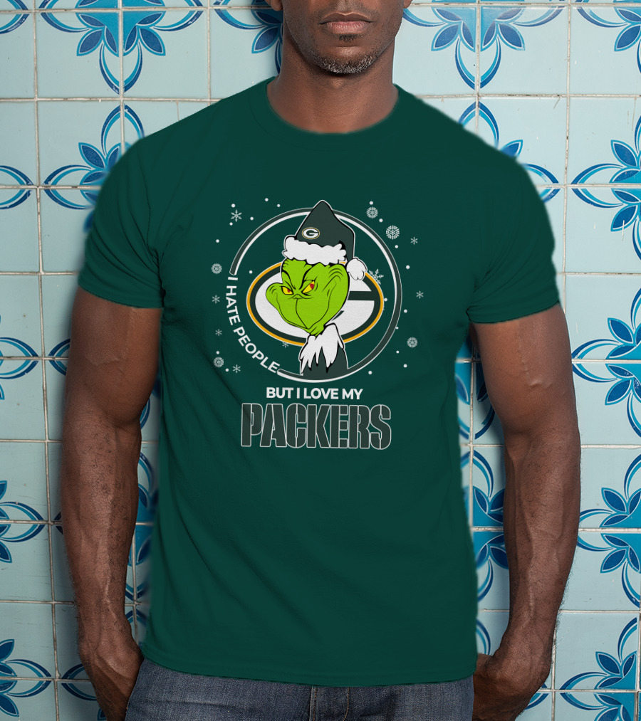 Christmas Grinch Santa I Hate People But I Love My Packers T-Shirt