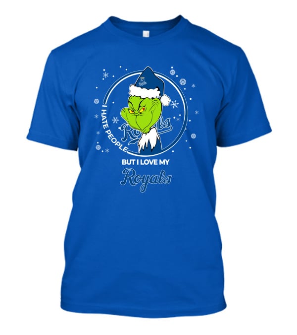Christmas Grinch Santa I Hate People But I Love My Kansas City Royals T-Shirt