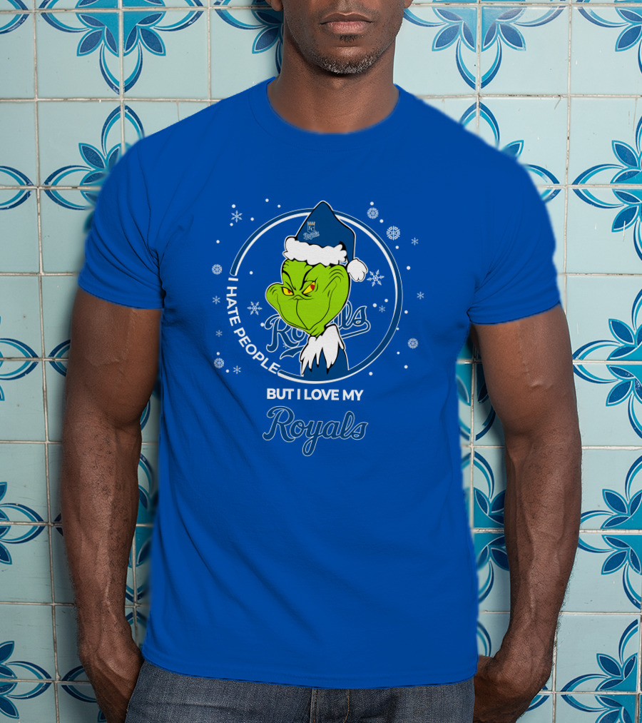 Christmas Grinch Santa I Hate People But I Love My Kansas City Royals T-Shirt