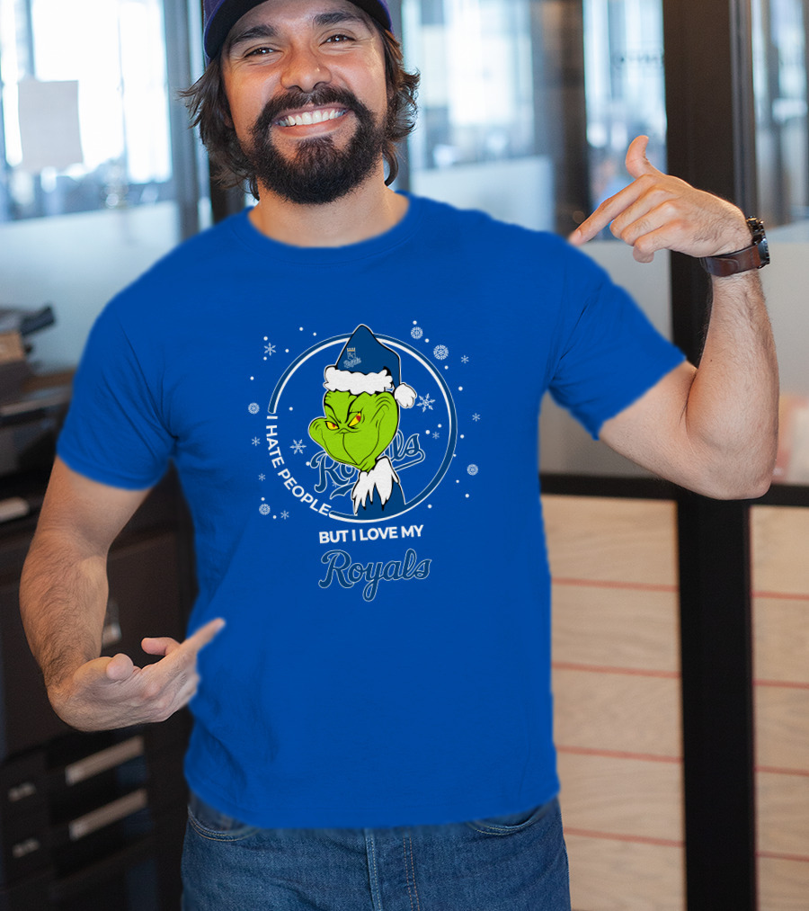 Christmas Grinch Santa I Hate People But I Love My Kansas City Royals T-Shirt