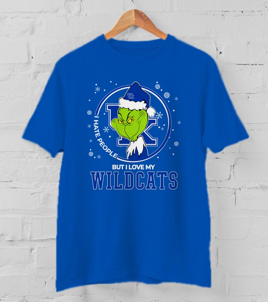 Grinch Santa I Hate People But I Love My Kentucky Wildcats T-Shirt