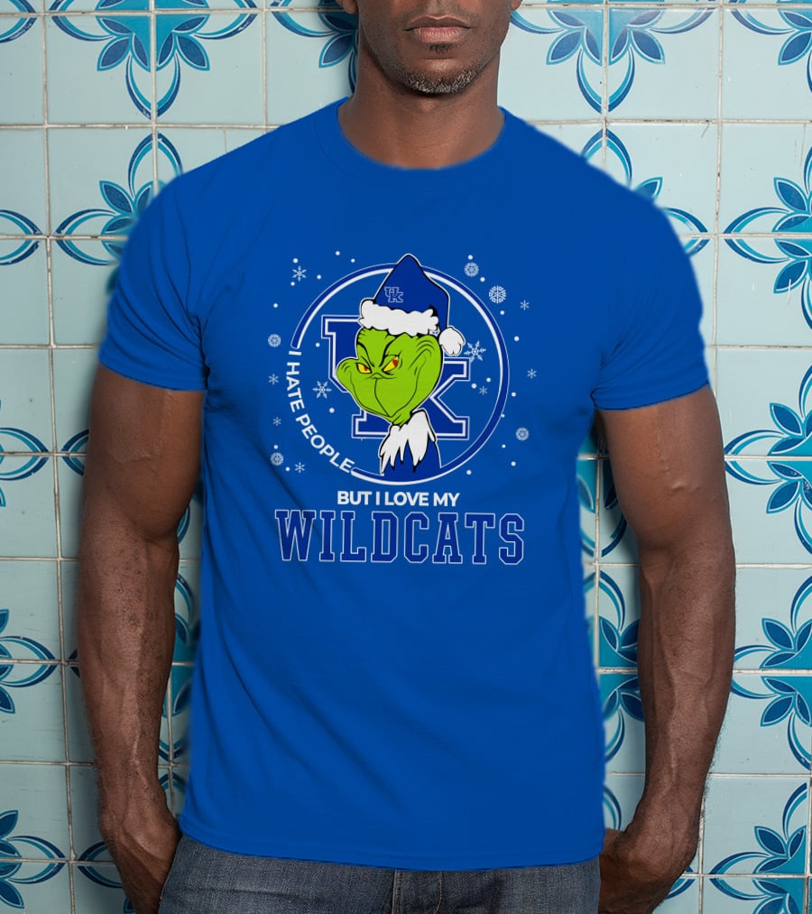 Grinch Santa I Hate People But I Love My Kentucky Wildcats T-Shirt