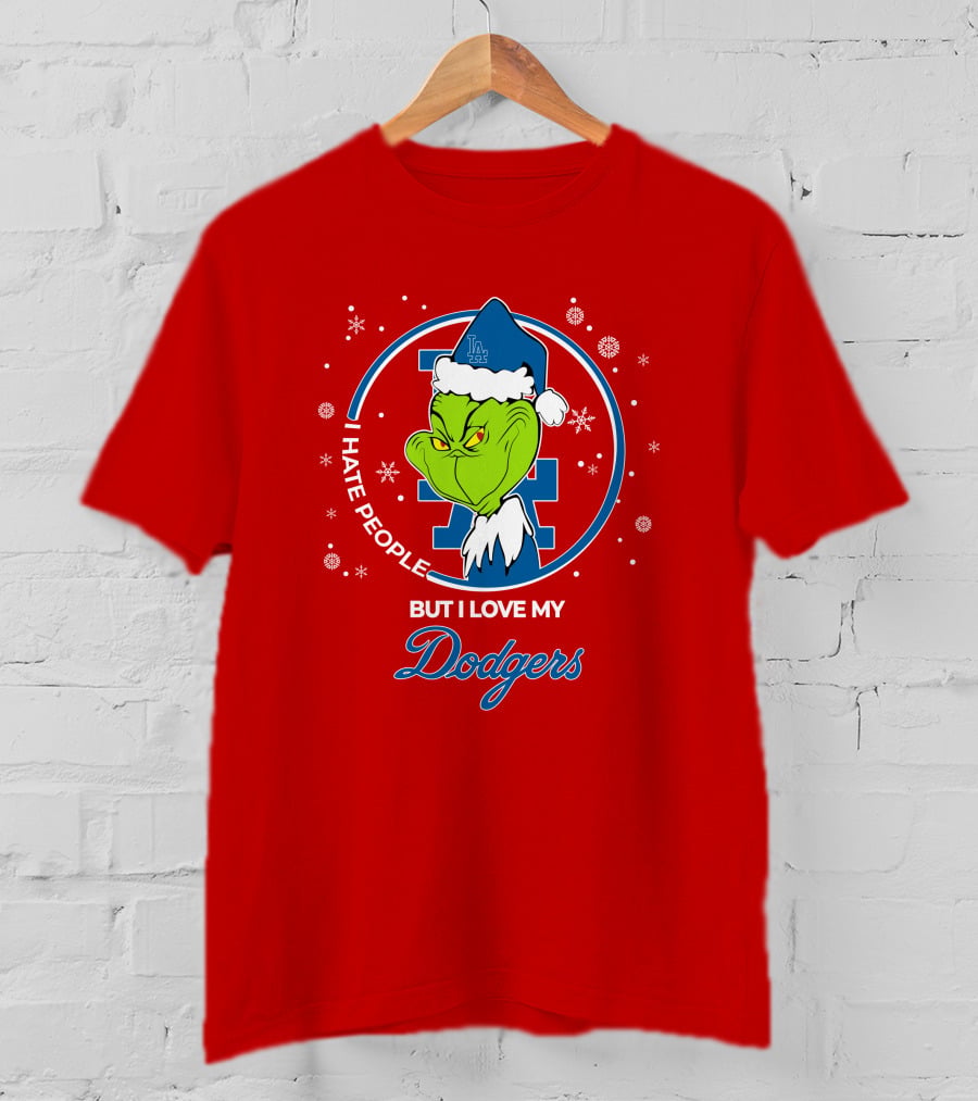 Christmas Grinch I Hate People But I Love My Los Angeles Dodgers T-Shirt