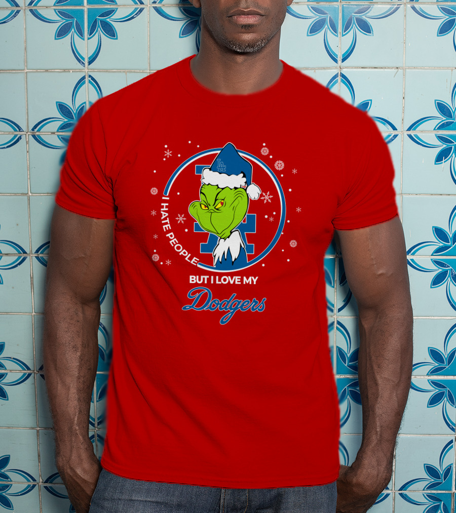 Christmas Grinch I Hate People But I Love My Los Angeles Dodgers T-Shirt
