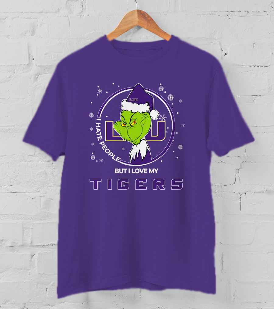 Grinch Santa I Hate People But I Love My LSU Tigers T-Shirt
