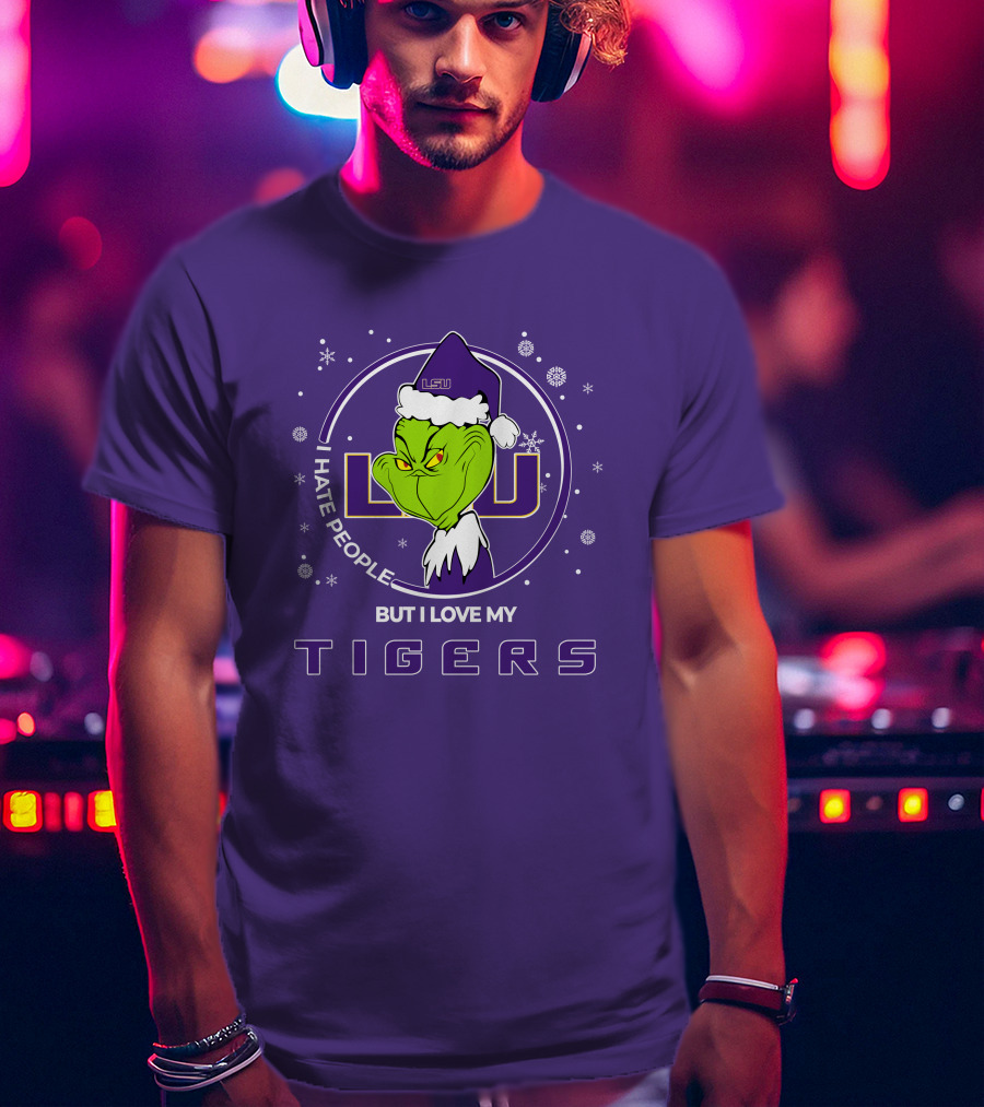 Grinch Santa I Hate People But I Love My LSU Tigers T-Shirt