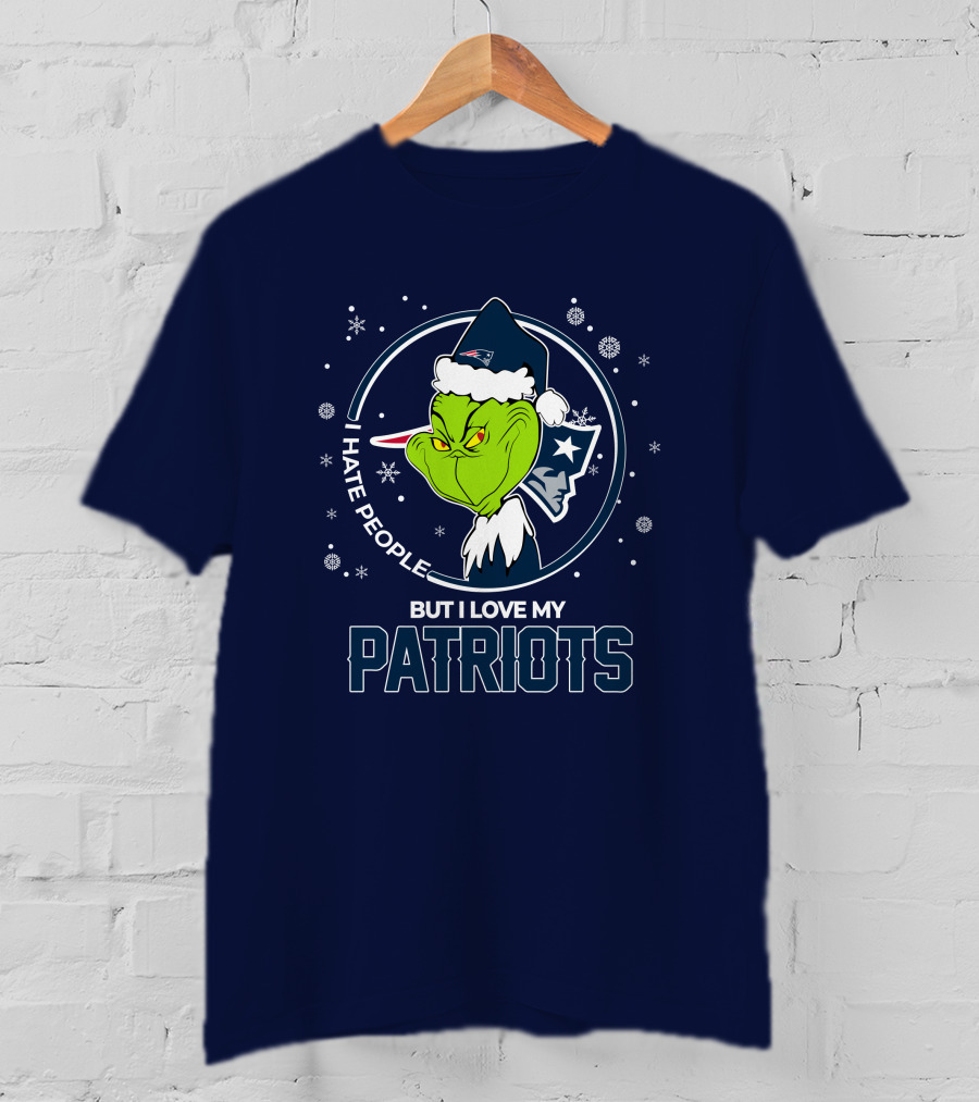 Christmas Grinch I Hate People But I Love My Patriots T-Shirt