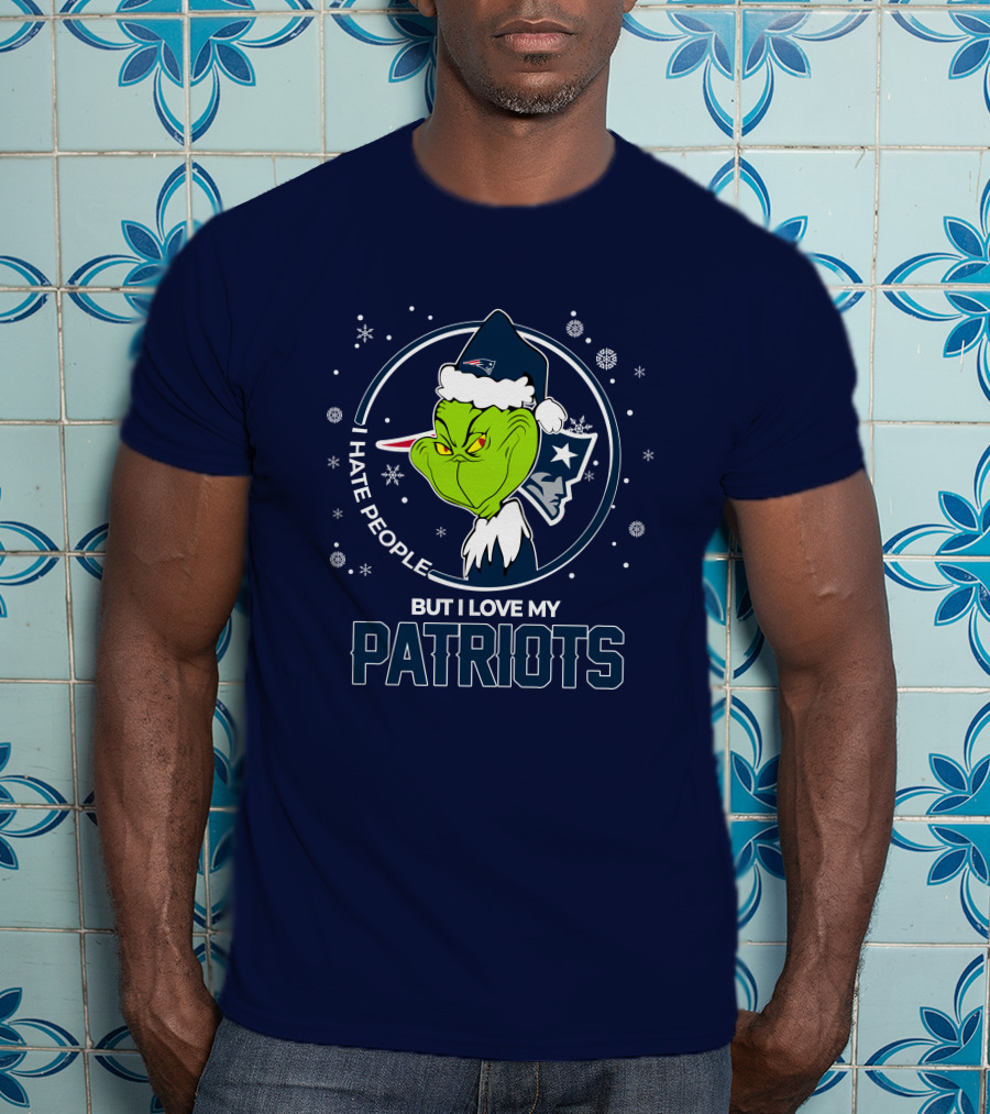 Christmas Grinch I Hate People But I Love My Patriots T-Shirt