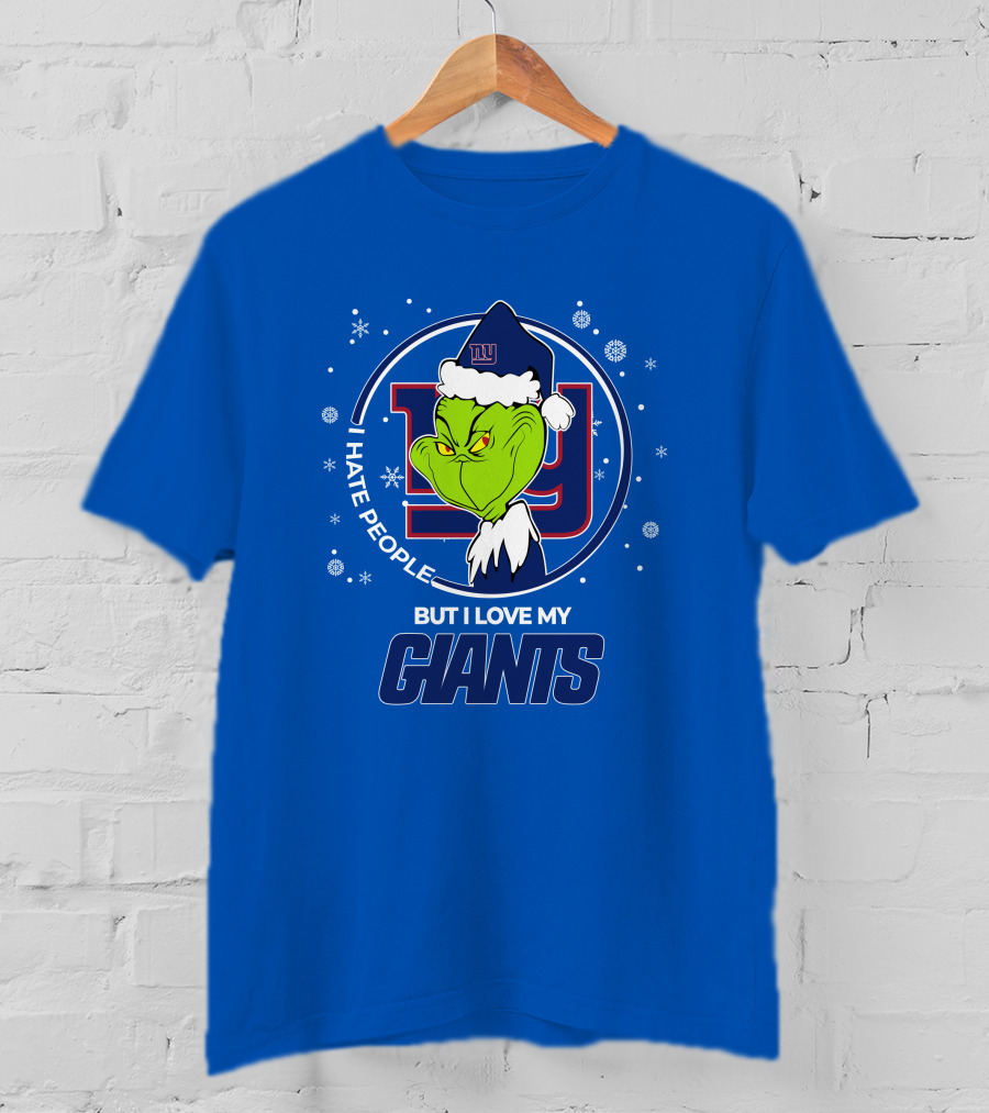 Grinch Santa I Hate People But I Love My New York Giants T-Shirt