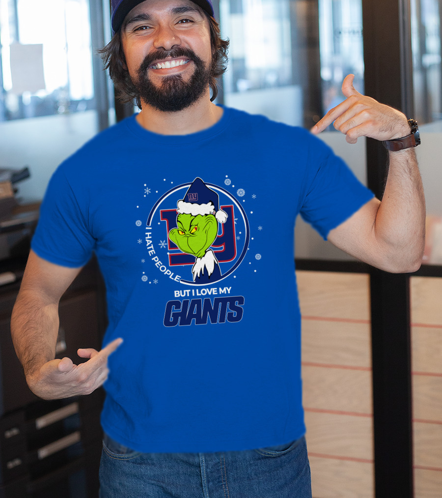 Grinch Santa I Hate People But I Love My New York Giants T-Shirt
