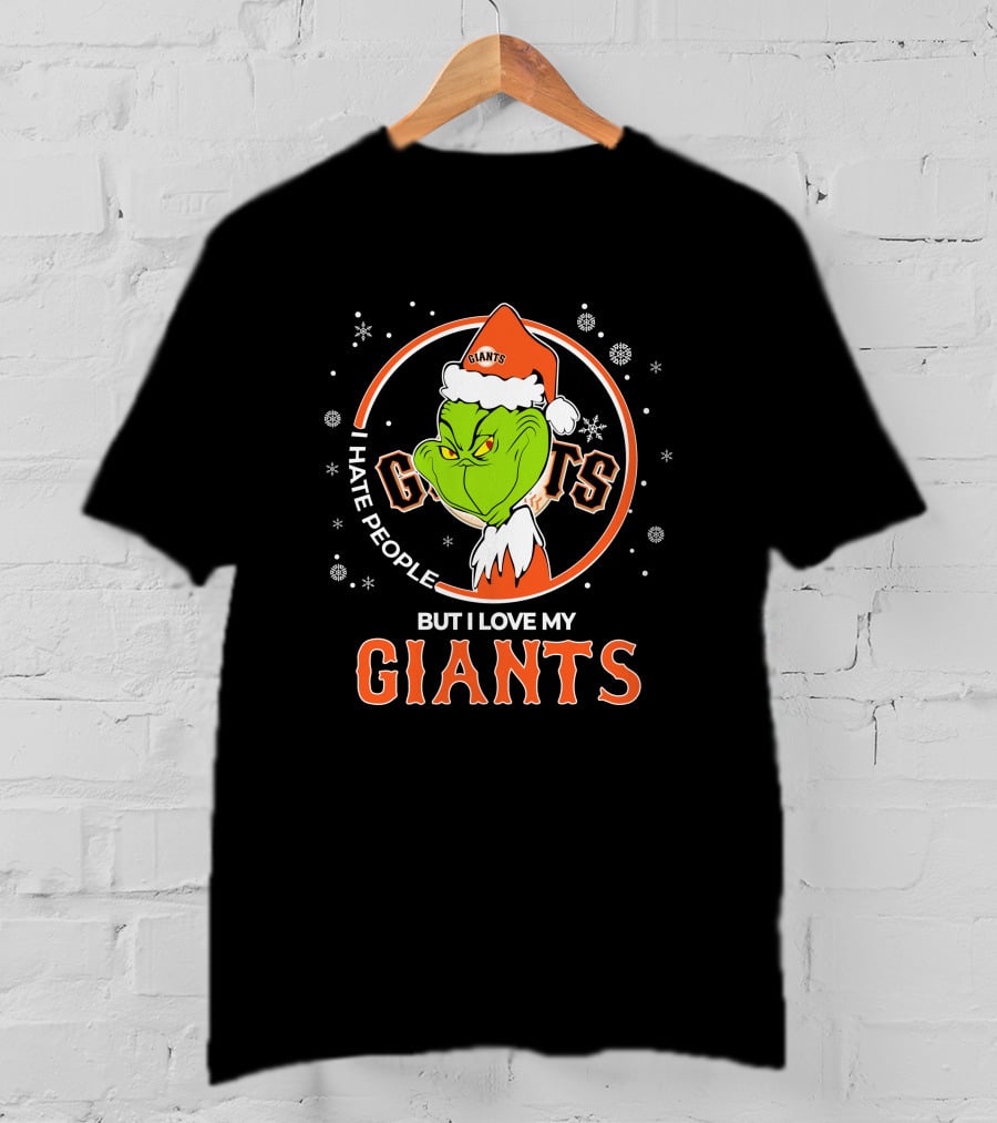I Hate People But I Love My San Francisco Giants Christmas Grinch Santa T-Shirt