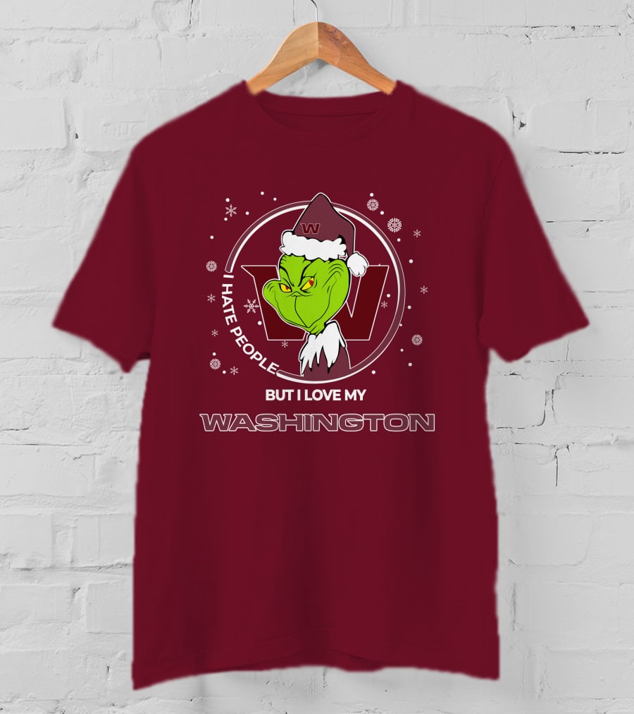 Christmas Grinch Santa I Hate People But I Love My Washington T-Shirt