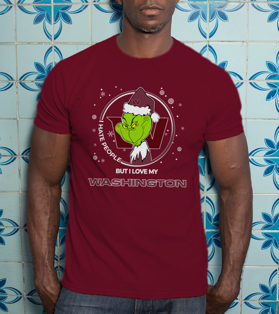 Christmas Grinch Santa I Hate People But I Love My Washington T-Shirt