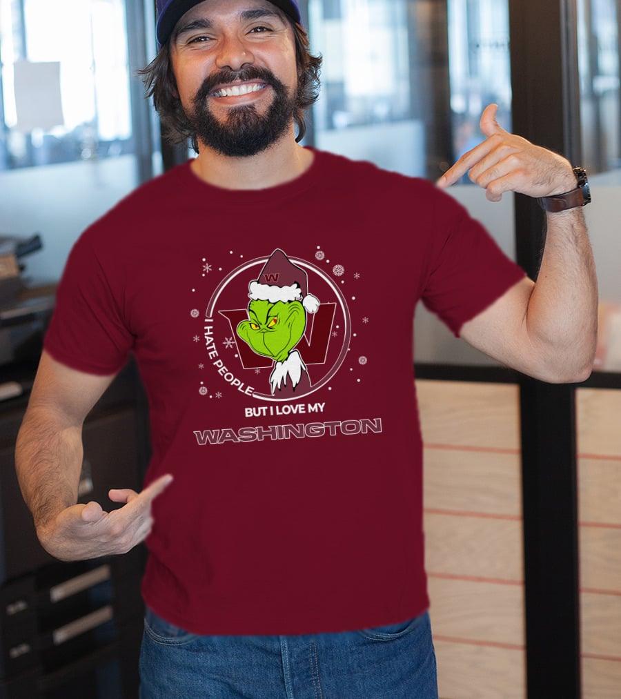 Christmas Grinch Santa I Hate People But I Love My Washington T-Shirt