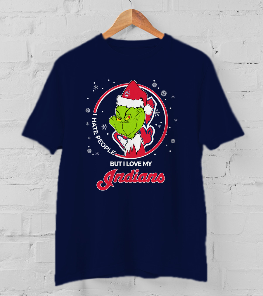 I Hate People But I Love My Indians Christmas Grinch Santa T-Shirt