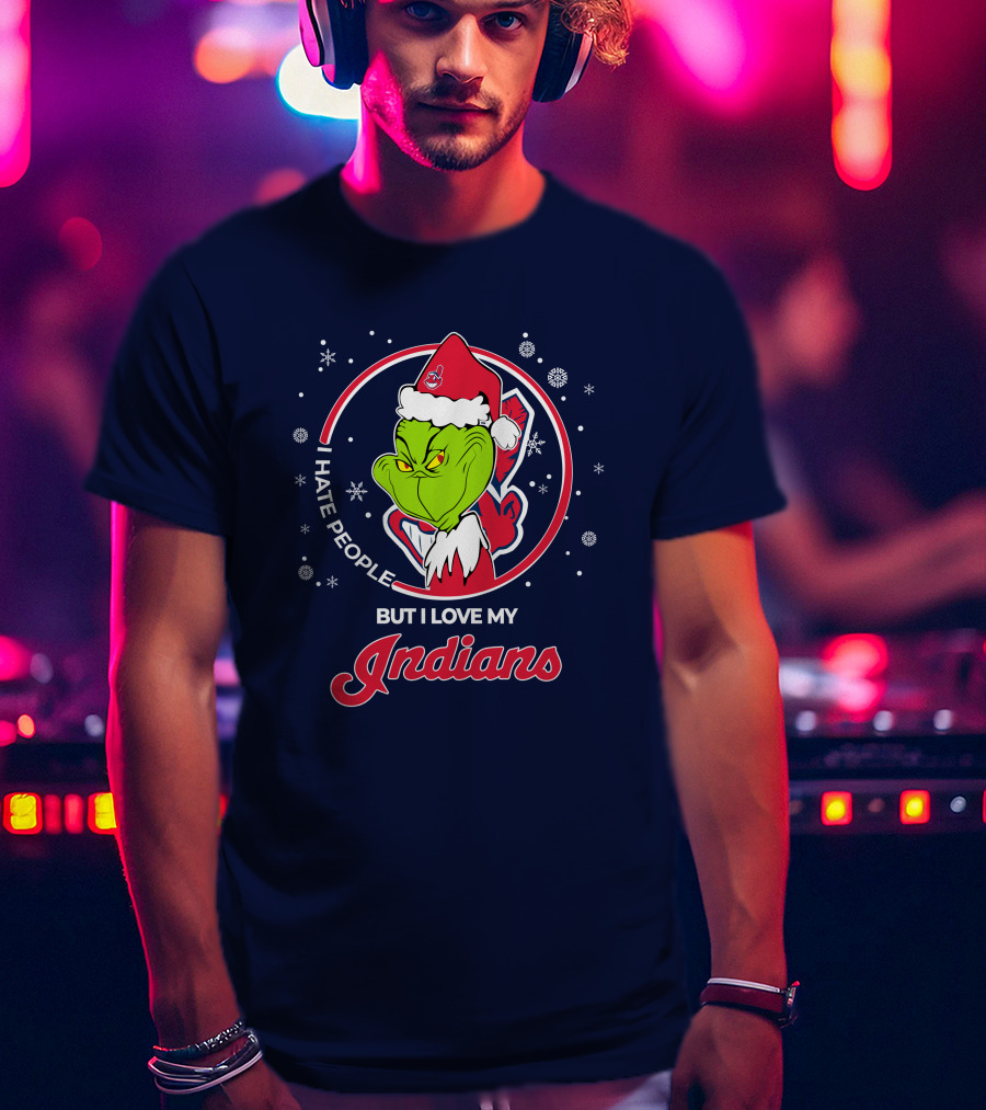 I Hate People But I Love My Indians Christmas Grinch Santa T-Shirt