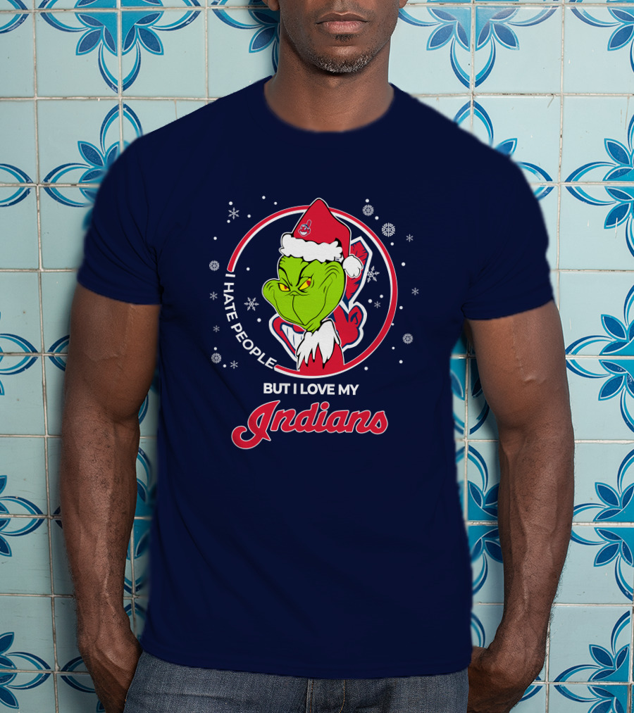 I Hate People But I Love My Indians Christmas Grinch Santa T-Shirt