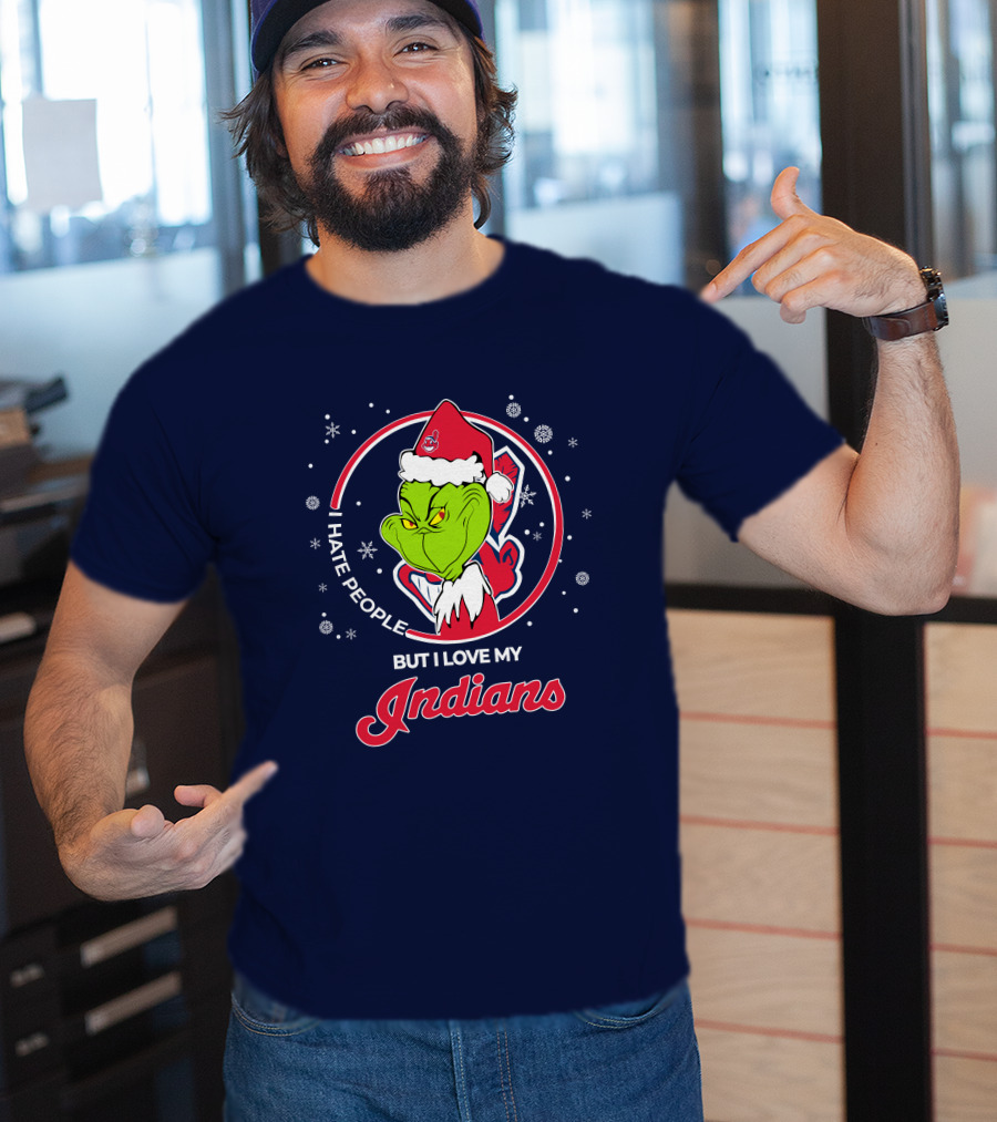 I Hate People But I Love My Indians Christmas Grinch Santa T-Shirt