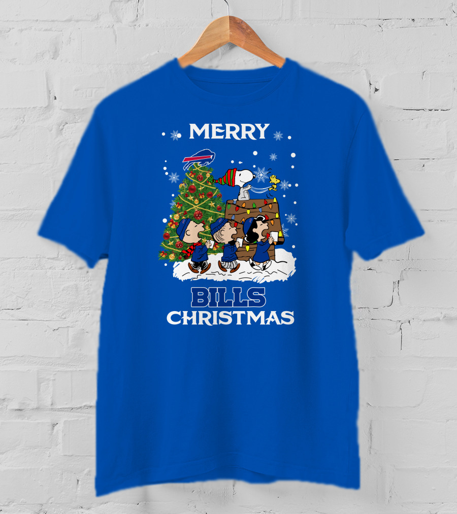 Merry Buffalo Bills Christmas Peanut Tree Celebration T-Shirt