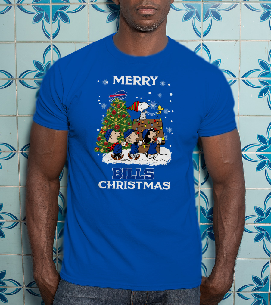 Merry Buffalo Bills Christmas Peanut Tree Celebration T-Shirt