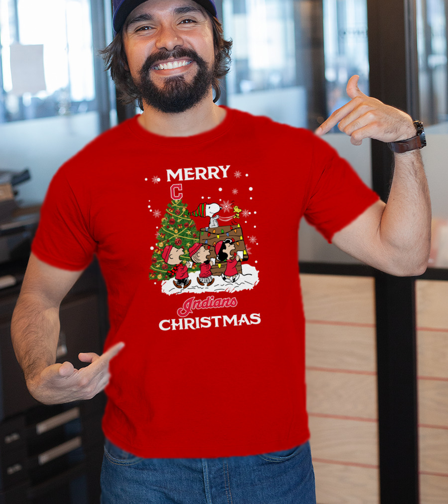 Merry Christmas Indians Snoopy Peanuts Tree Celebration T-Shirt