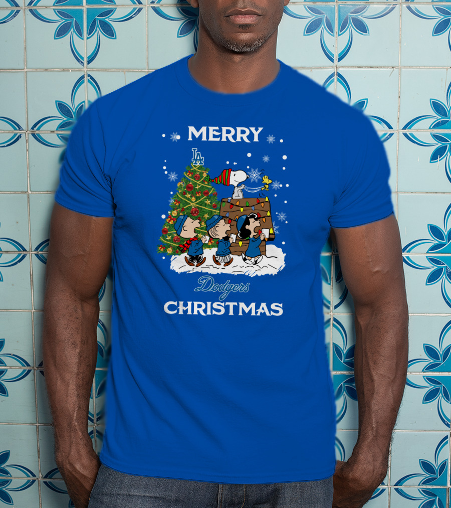 Merry Dodgers Christmas Peanuts Los Angeles Tree T-Shirt