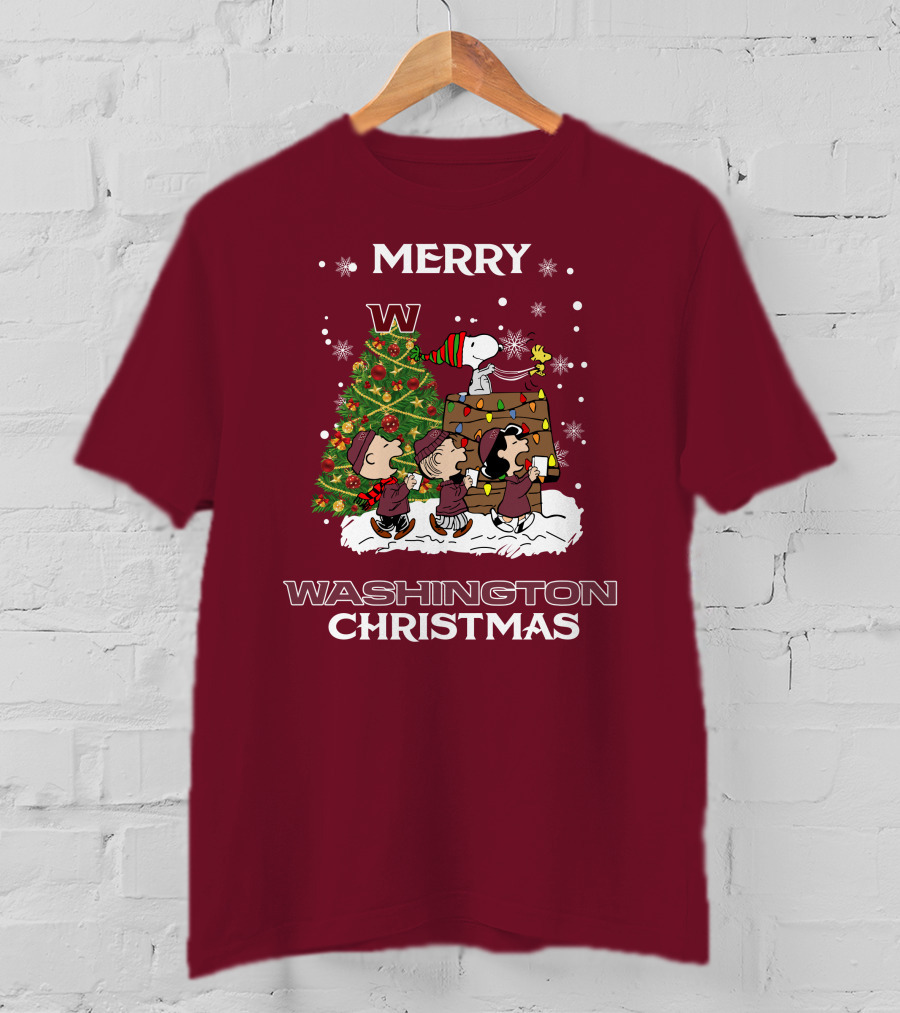 Merry Washington Christmas Tree Featuring Peanut Characters T-Shirt