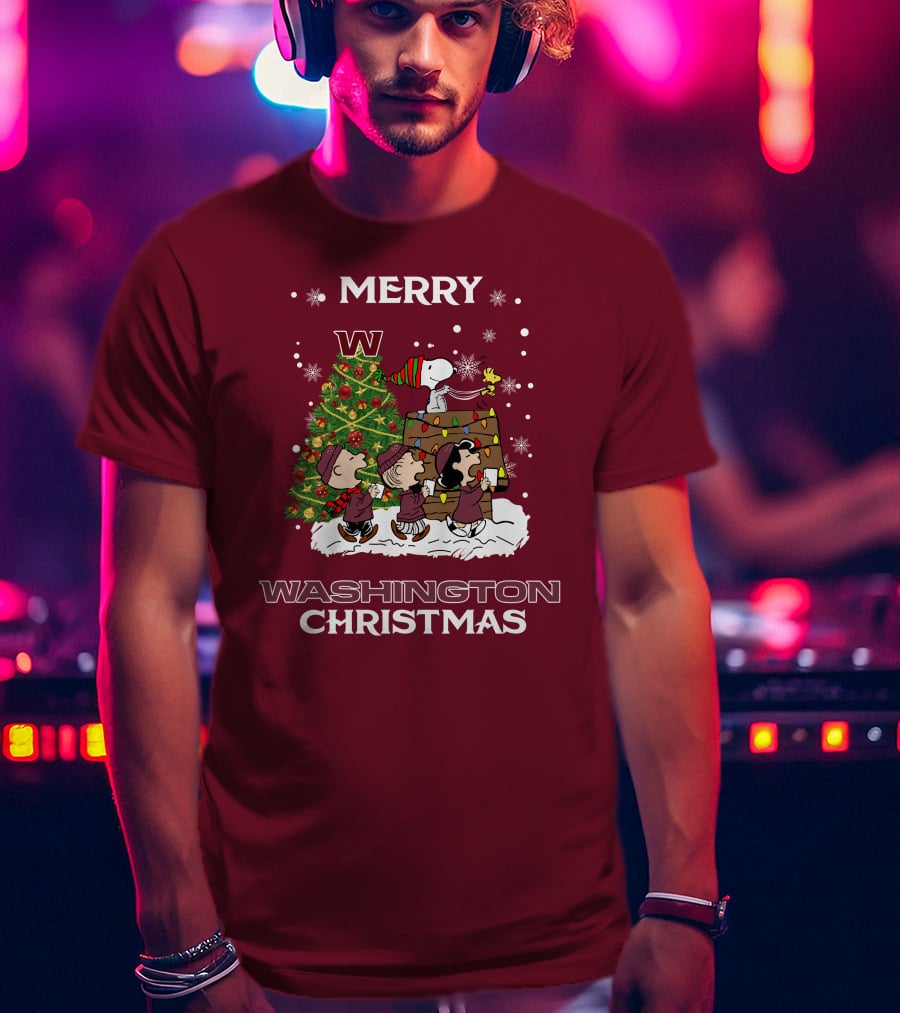 Merry Washington Christmas Tree Featuring Peanut Characters T-Shirt