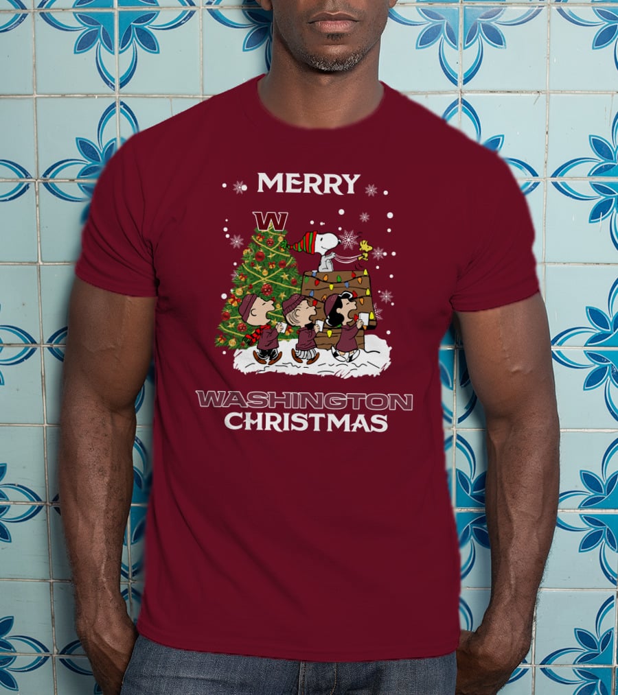Merry Washington Christmas Tree Featuring Peanut Characters T-Shirt