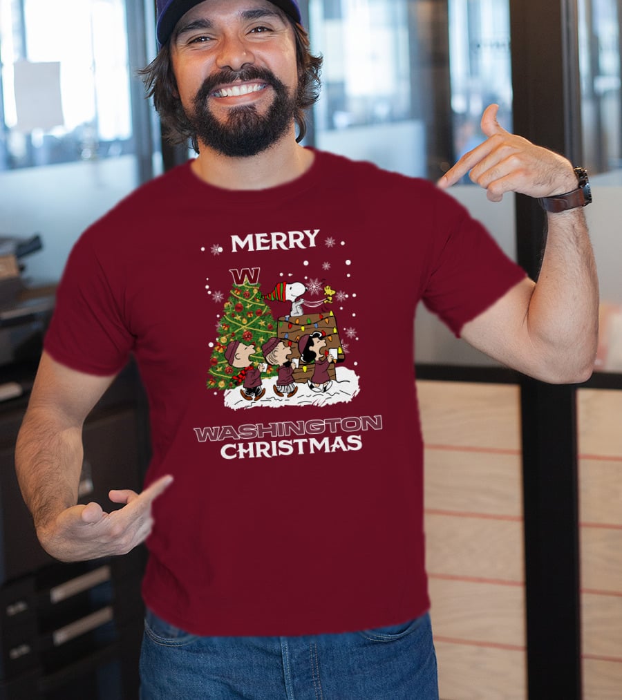 Merry Washington Christmas Tree Featuring Peanut Characters T-Shirt