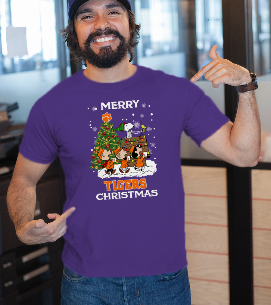 Merry Tigers Christmas Clemson The Peanut Christmas Tree T-Shirt
