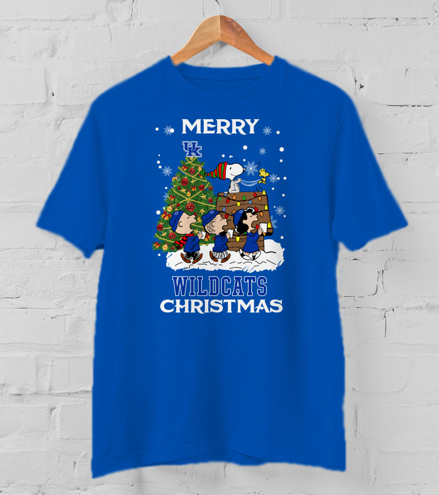 Wildcats Merry Christmas Peanuts Tree Kentucky T-Shirt