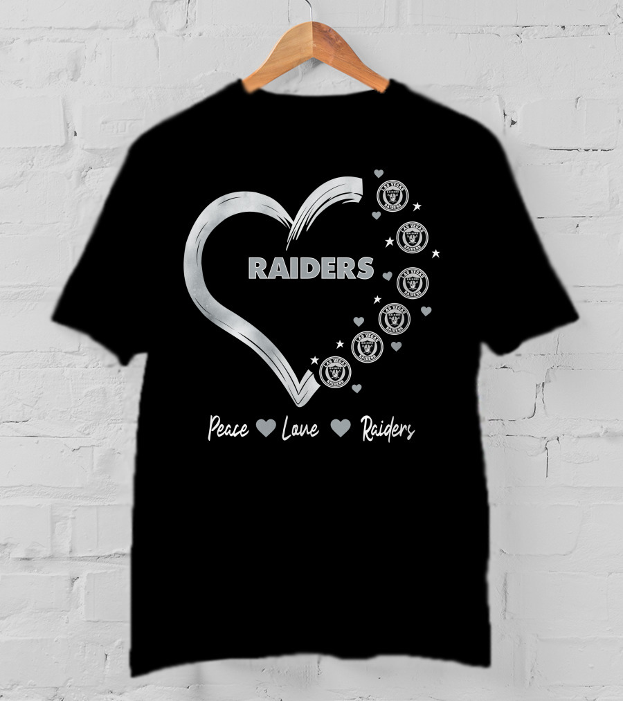 Peace Love Raiders Heart Las Vegas Raiders T-Shirt