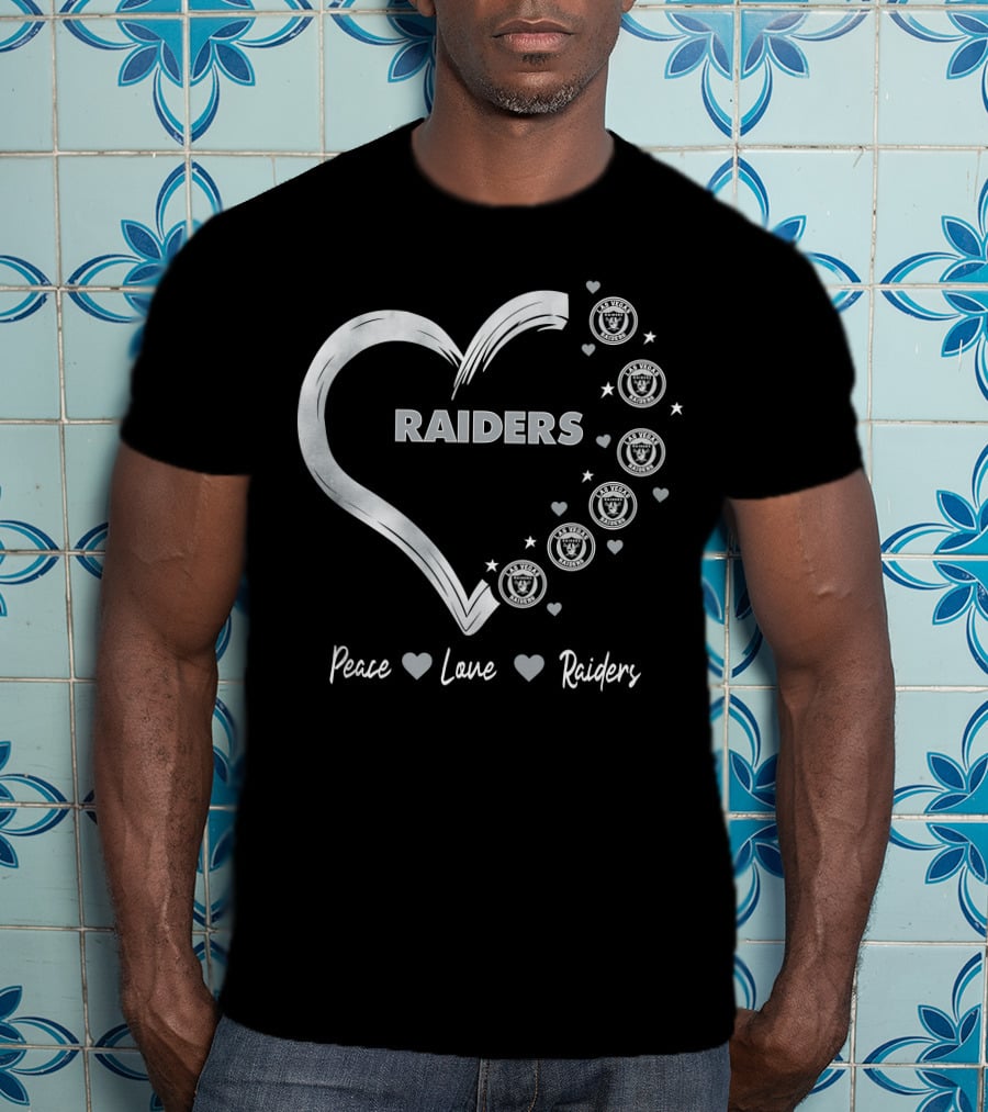 Peace Love Raiders Heart Las Vegas Raiders T-Shirt