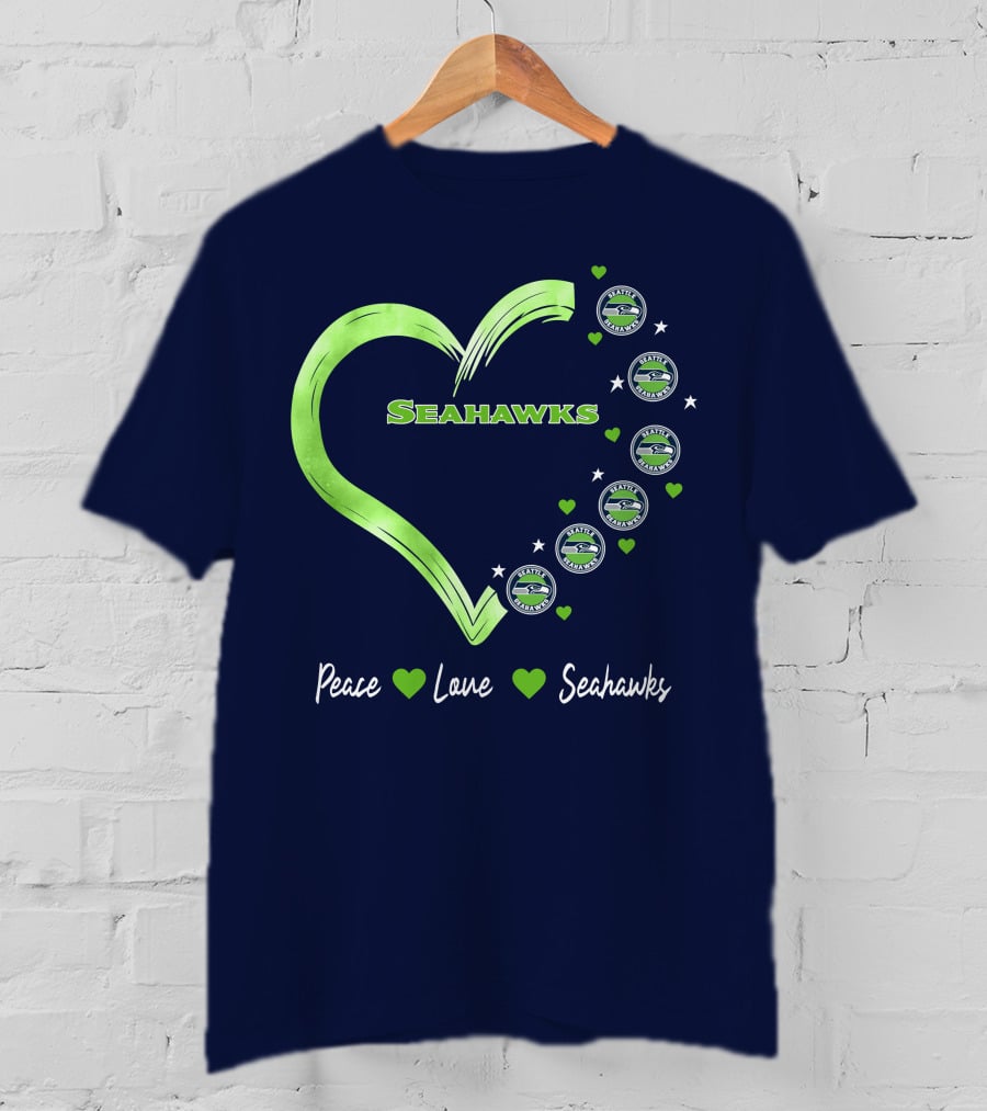 Peace Love Seahawks Seattle Seahawks Hearts T-Shirt